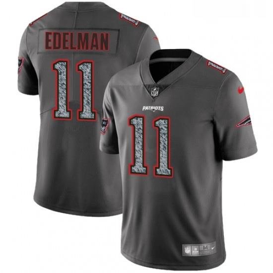 Mens Nike New England Patriots 11 Julian Edelman Gray Static Vapor Untouchable Limited NFL Jersey