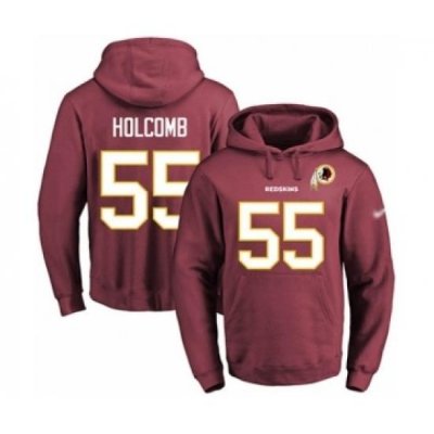 Football Mens Washington Redskins 55 Cole Holcomb Red Name Number Pullover Hoodie