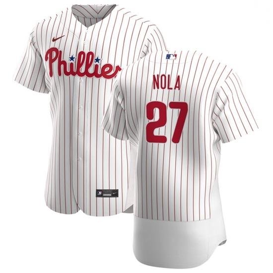 Philadelphia Phillies 27 Aaron Nola Men Nike White Home 2020 Authentic Player MLB Jersey