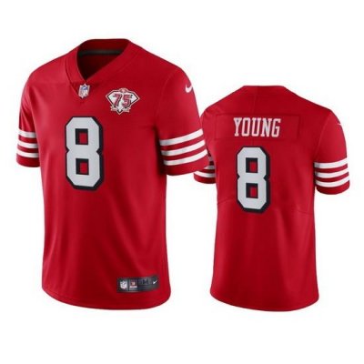 Nike San Francisco 49ers 8 Steve Young Red Rush Men 75th Anniversary Stitched NFL Vapor Untouchable Limited Jersey