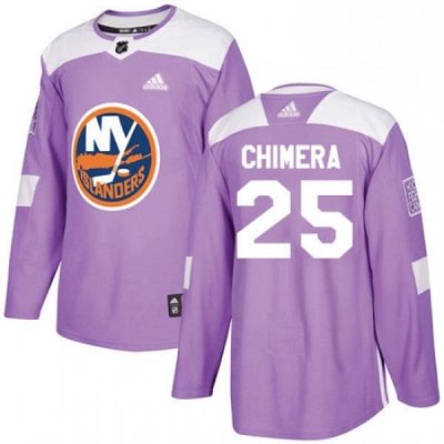 Mens Adidas New York Islanders 25 Jason Chimera Authentic Purple Fights Cancer Practice NHL Jersey