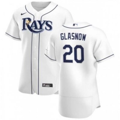 Men Tampa Bay Rays 20 Tyler GlasnoW White Flex Base Stitched Jersey