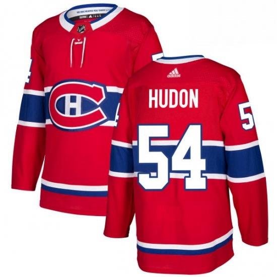 Mens Adidas Montreal Canadiens 54 Charles Hudon Premier Red Home NHL Jersey