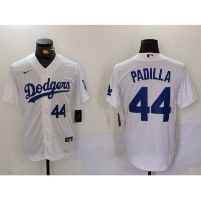 Men Los Angeles Dodgers 44 Vicente Padilla White Cool Base Stitched Baseball Jersey 2