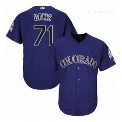 Youth Majestic Colorado Rockies 71 Wade Davis Replica Purple Alternate 1 Cool Base MLB Jersey