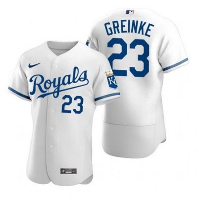 Men Kansas City Royals 23 Zack Greinke White Flex Base Stitched jersey