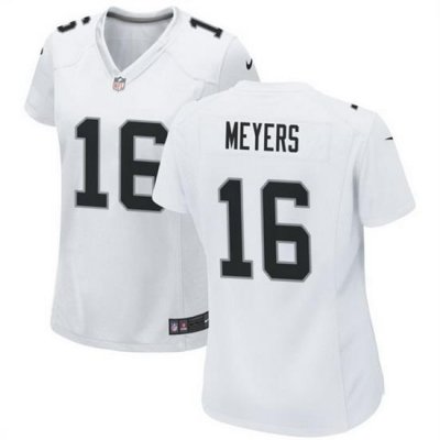 Women Las Vegas Raiders 16 Jakobi Meyers White Stitched Jersey  Run Small