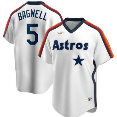 Men Houston Astros 5 Jeff BagWell Nike Home CooperstoWn Collection Logo Player MLB Jersey White