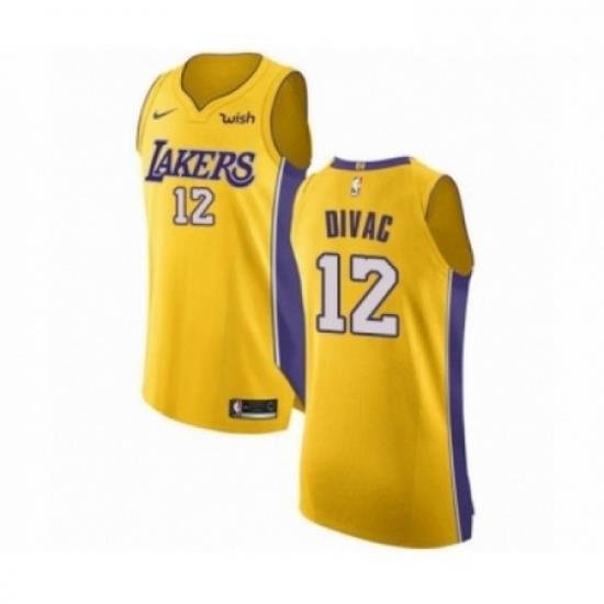 Mens Los Angeles Lakers 12 Vlade Divac Authentic Gold Home Basketball Jersey Icon Edition