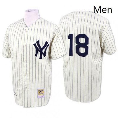 Mens Mitchell and Ness New York Yankees 18 Don Larsen Authentic White Throwback MLB Jersey