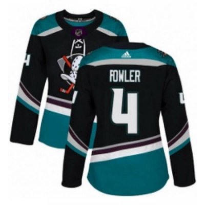 Womens Adidas Anaheim Ducks 4 Cam Fowler Authentic Black Teal Third NHL Jersey