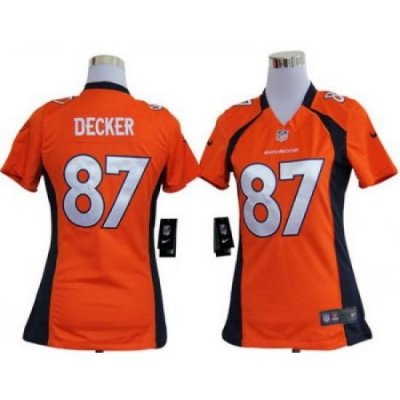 Women Nike Denver Broncos 87# Eric Decker Orange Nike NFL Jerseys