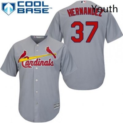 Youth Majestic St Louis Cardinals 37 Keith Hernandez Replica Grey Road Cool Base MLB Jersey