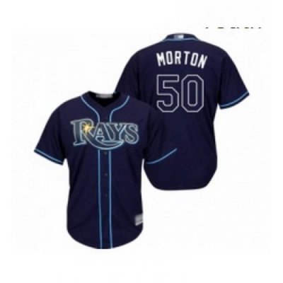 Youth Tampa Bay Rays 50 Charlie Morton Replica Navy Blue Alternate Cool Base Baseball Jersey