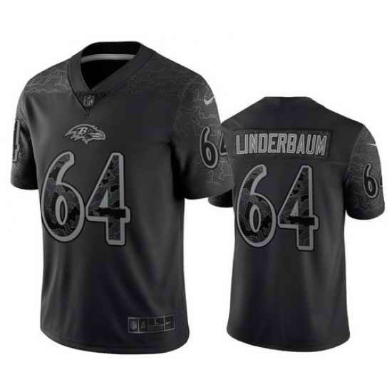 Tyler Linderbaum 64 Baltimore Ravens Black Reflective Limited Jersey Men