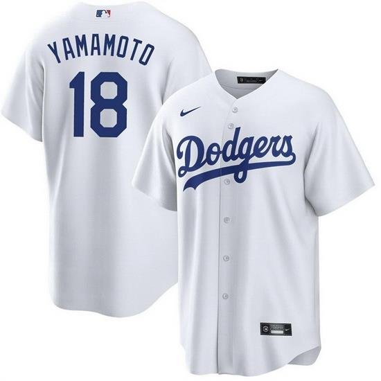 Men Los Angeles Dodgers 18 Yoshinobu Yamamoto White Cool Base Stitched Jersey