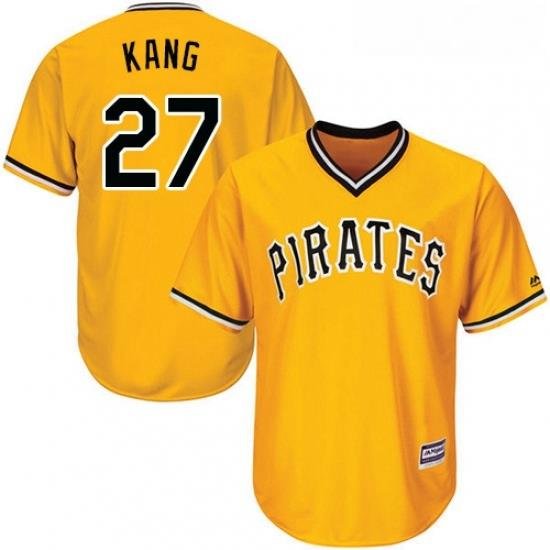 Youth Majestic Pittsburgh Pirates 27 Jung ho Kang Authentic Gold Alternate Cool Base MLB Jersey