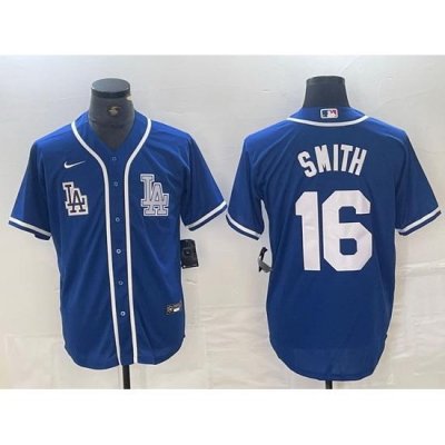 Men Los Angeles Dodgers 16 Will Smith Blue Cool Base Stitched Baseball Jersey