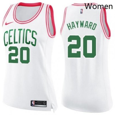 Womens Nike Boston Celtics 20 Gordon Hayward Swingman WhitePink Fashion NBA Jersey