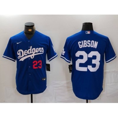 Men Los Angeles Dodgers 23 Kirk Gibson Blue Cool Base Stitched Baseball Jersey 1