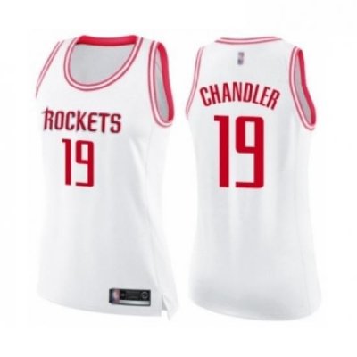 Womens Houston Rockets 19 Tyson Chandler Swingman White Pink Fashion Basketball Jerse