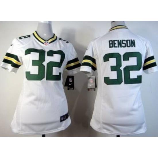 Women Nike Green Bay Packers #32 Cedric Benson White NFL Jerseys