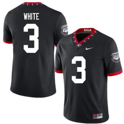 2020 Men #3 Zamir White Georgia Bulldogs Mascot 100th Anniversary College Football Jerseys Sale-Black