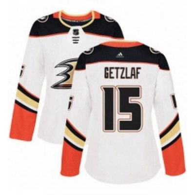 Womens Adidas Anaheim Ducks 15 Ryan Getzlaf Authentic White Away NHL Jersey