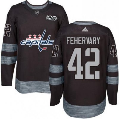 Mens Adidas Washington Capitals 42 Martin Fehervary Authentic Black 1917 2017 100th Anniversary NHL Jersey