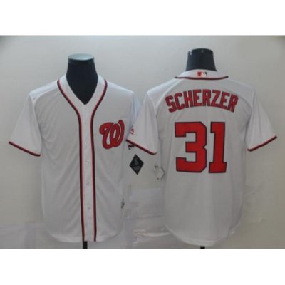 Nationals 31 Max Scherzer White Cool Base Jersey