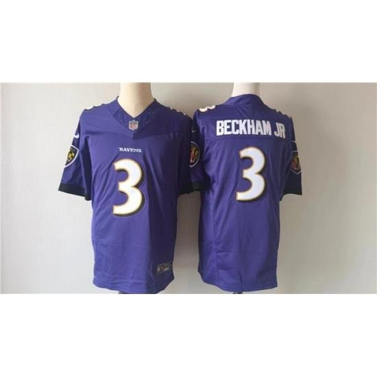 Men Baltimore Ravens 3 Odell Beckham Jr  Purple 2023 F U S E  Vapor Untouchable Stitched Football Jersey