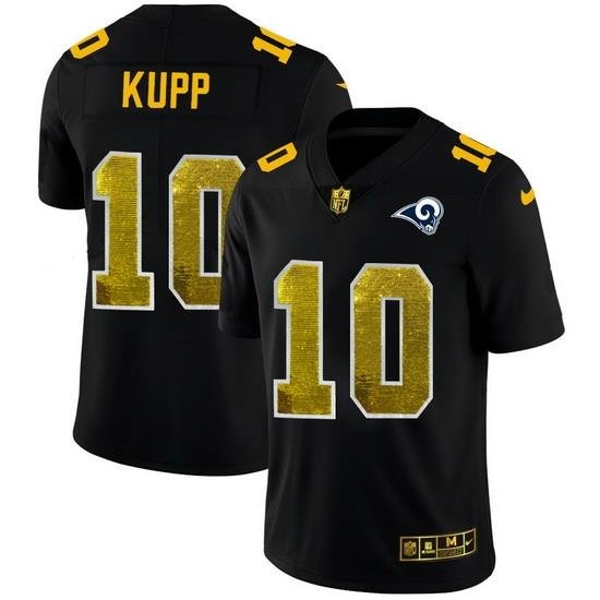 Los Angeles Rams 10 Cooper Kupp Men Black Nike Golden Sequin Vapor Limited NFL Jersey