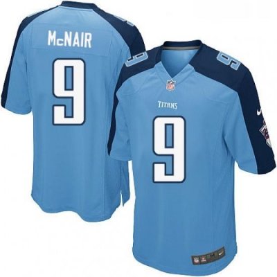 Mens Nike Tennessee Titans 9 Steve McNair Game Light Blue Team Color NFL Jersey