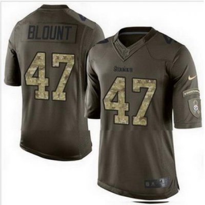 Nike Pittsburgh Steelers #47 Mel Blount Green Mens Stitched NFL Limited Salute to Service Jersey