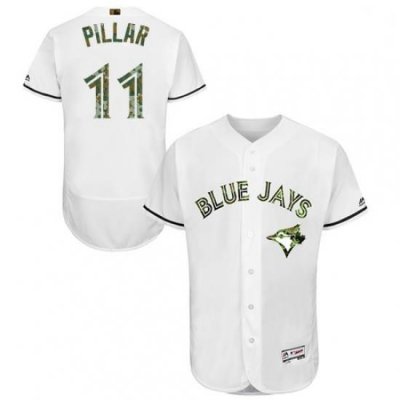 Mens Majestic Toronto Blue Jays 11 Kevin Pillar Authentic White 2016 Memorial Day Fashion Flex Base Jersey