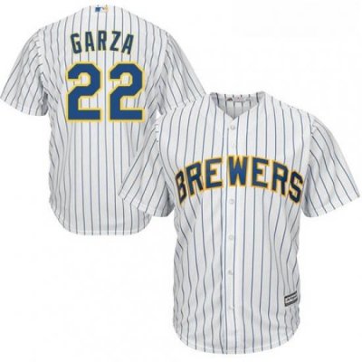 Youth Majestic Milwaukee Brewers 22 Matt Garza Authentic White Alternate Cool Base MLB Jersey