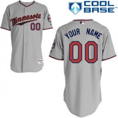 Men Women Youth All Size Minnesota Twins Majestic Cool Base Custom Jersey Grey 3