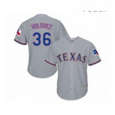 Youth Texas Rangers 36 Edinson Volquez Replica Grey Road Cool Base Baseball Jersey