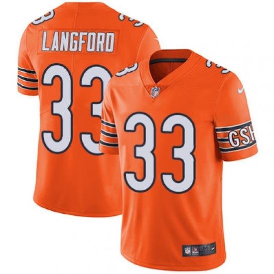 Nike Bears #33 Jeremy Langford Orange Mens Stitched NFL Limited Rush Jersey