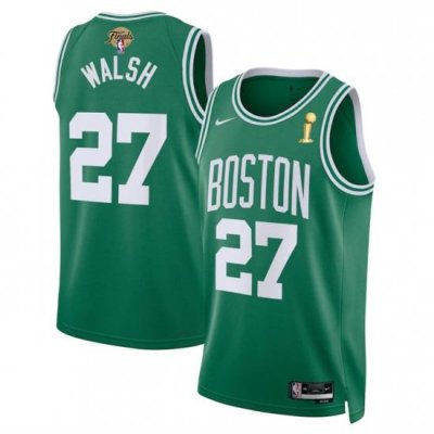 Men Boston Celtics 27 Jordan Walsh Kelly Green 2024 Finals Champions Icon Edition Stitched Basketball Jersey