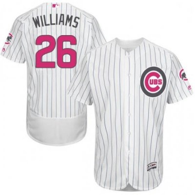 Mens Majestic Chicago Cubs 26 Billy Williams Authentic White 2016 Mothers Day Fashion Flex Base MLB Jersey