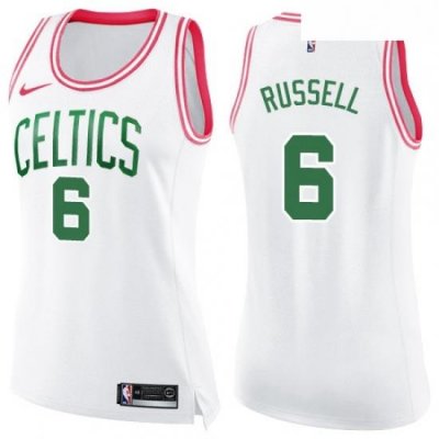 Womens Nike Boston Celtics 6 Bill Russell Swingman WhitePink Fashion NBA Jersey