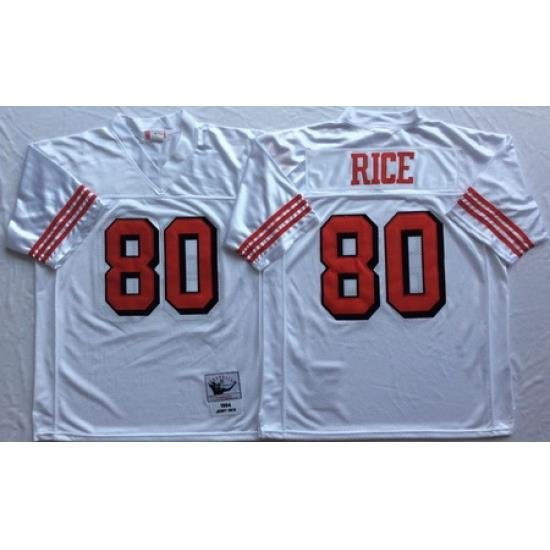 49ers 80 Jerry Rice White 75th Throwback Jersey