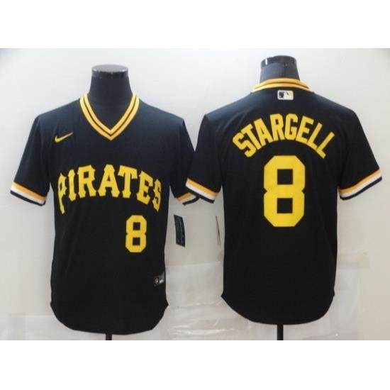 Men Nike Pittsburgh Pirates  8 Willie Stargell Black Mesh Batting Practice ThroWback Nike Jersey