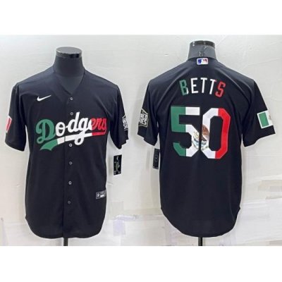 Men Los Angeles Dodgers 50 Mookie Betts Black Mexico Cool Base Stitched Baseball Jersey