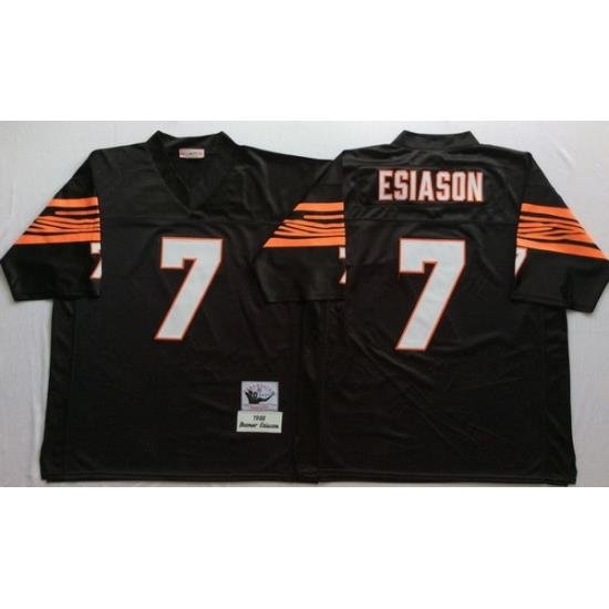 Men Cincinnati Bengals 7 Boomer Esiason Black M&N Throwback Jersey