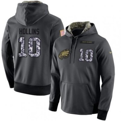 NFL Mens Nike Philadelphia Eagles 10 Mack Hollins Stitched Black Anthracite Salute to Service Player Performance Hoodie