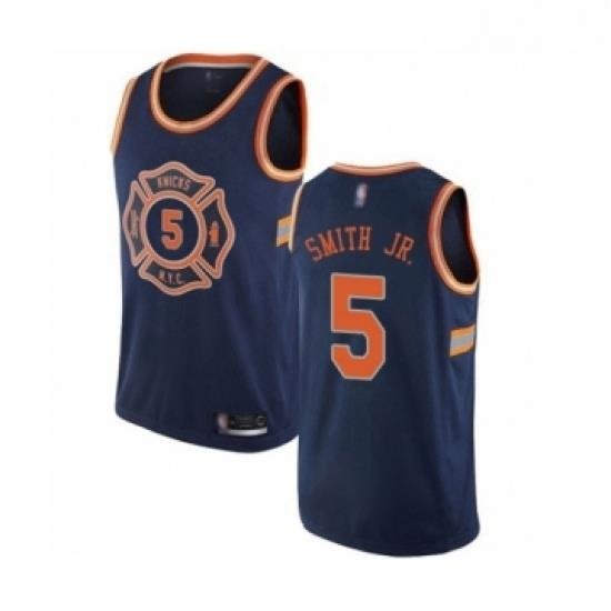 Womens New York Knicks 5 Dennis Smith Jr Swingman Navy Blue Basketball Jersey City Edition