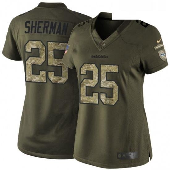 Womens Nike Seattle Seahawks 25 Richard Sherman Elite Green Salute to Service NFL Jersey