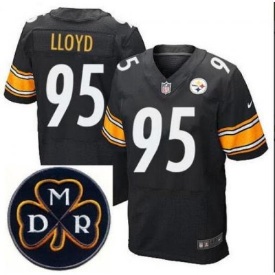 Men's Nike Pittsburgh Steelers #95 Greg Lloyd Elite Black NFL MDR Dan Rooney Patch Jersey